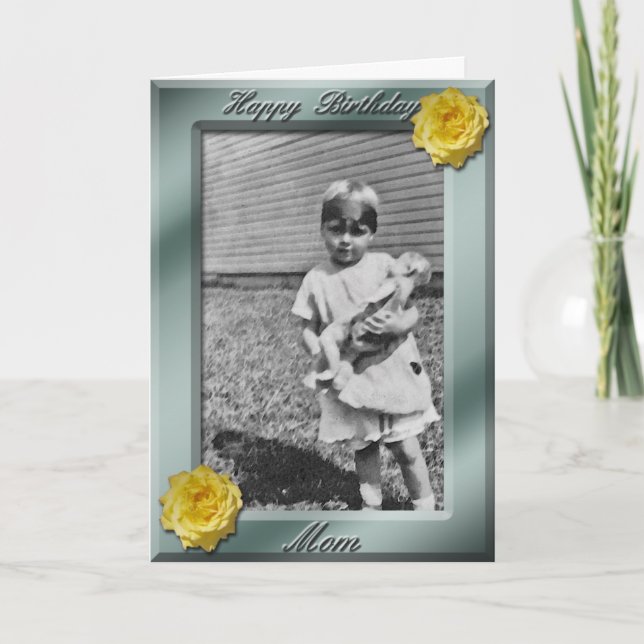 Happy Birthday Mom Photo Card template (Front)