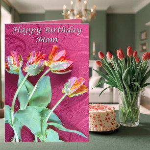 Happy Birthday Mom Vibrant Tulips Card