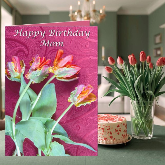 Happy Birthday Mom Vibrant Tulips Card (Creator Uploaded)