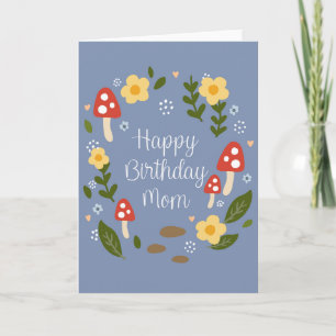 Happy Birthday Mom Woodland Wreath Greeting Card