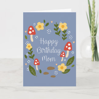 Happy Birthday Mom Woodland Wreath Greeting Card