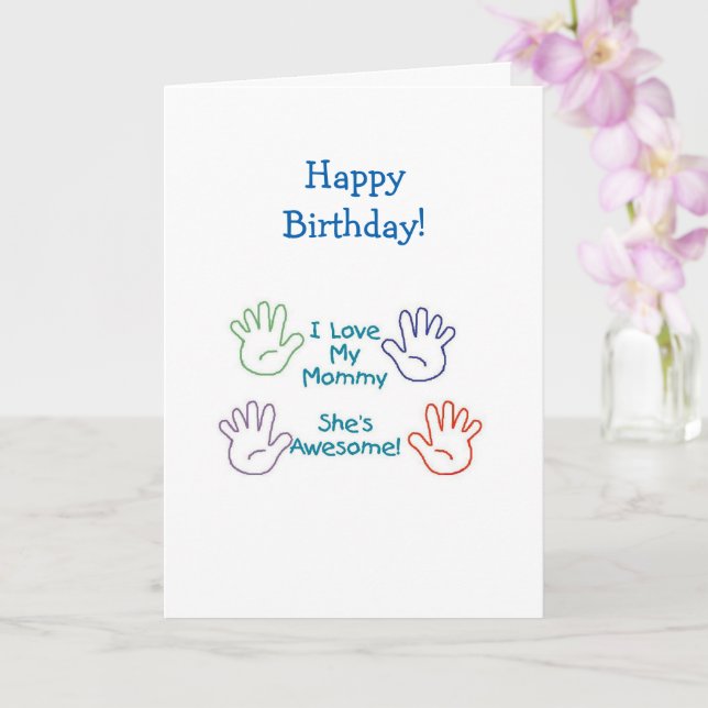 Happy Birthday Mommy - Hands Card (Orchid)