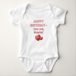 Happy Birthday Mommy, Mother's Day Gift, Custom    Baby Bodysuit<br><div class="desc">This customizable baby bodysuit is the perfect gift from baby to mommy on her birthday or first Mother's Day. In neutral colours for baby girl or baby boy. Dress your little one in style and melt mom's heart with this adorable personalized baby bodysuit. A sweet surprise from baby for Mummy's...</div>