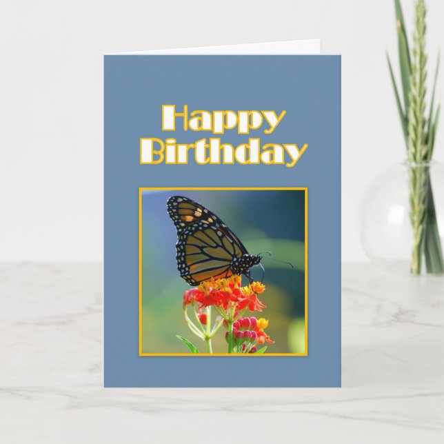 Happy Birthday Monarch Butterfly Card (Front)