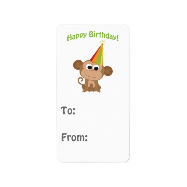 Happy Birthday Monkey Label (Front)