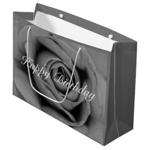 Happy Birthday Monochromatic Rose Gift Bag
