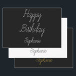 Happy Birthday Monogram Name Black White Gold  Wrapping Paper Sheet<br><div class="desc">Designed for birthday celebrations! You may change the text,  font,  font colour or background colour as you please!</div>