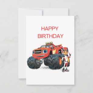 Happy birthday monster car wishes. invitation