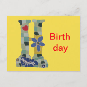 Happy Birthday Mosaic Horizontal Cust. Postcard
