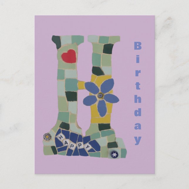 Happy Birthday Mosaic Vertical Cust. Postcard (Front)