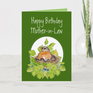 Happy Birthday Mother-in-Law Robin on Nest Card