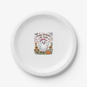 Happy Birthday Ms Emily Halloween Ghost Pumpkin Su Paper Plate