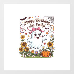 Happy Birthday Ms Emily Halloween Ghost Pumpkin Su Window Cling