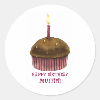 Happy Birthday Muffin Classic Round Sticker