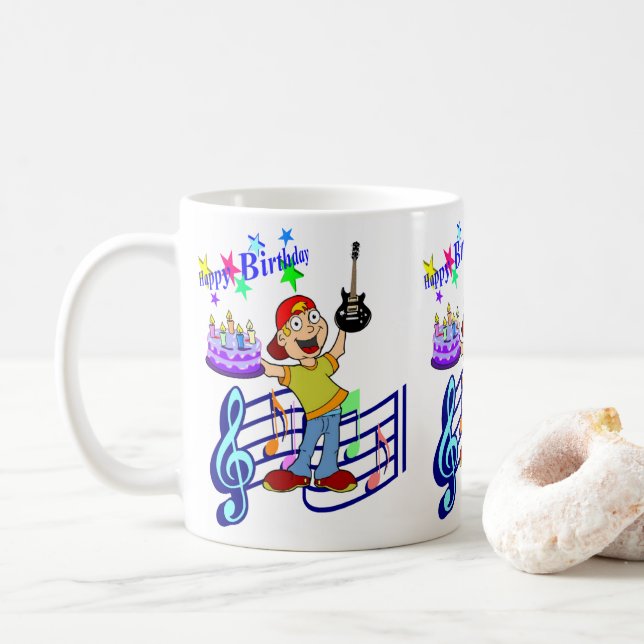 Happy Birthday Mug Musician Guitar (With Donut)