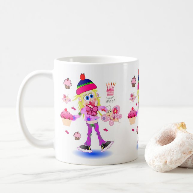 Happy Birthday Mug Wacky Girl (With Donut)