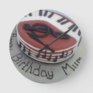Happy birthday mum cake round clock