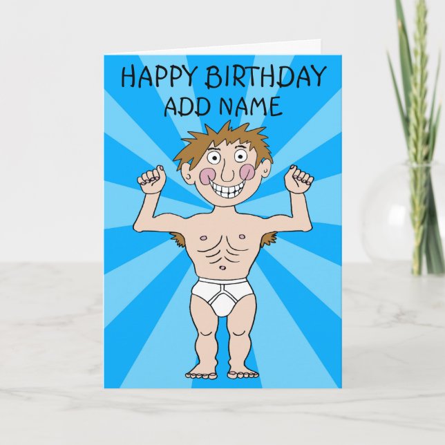 Happy Birthday Muscle Man Card (Front)