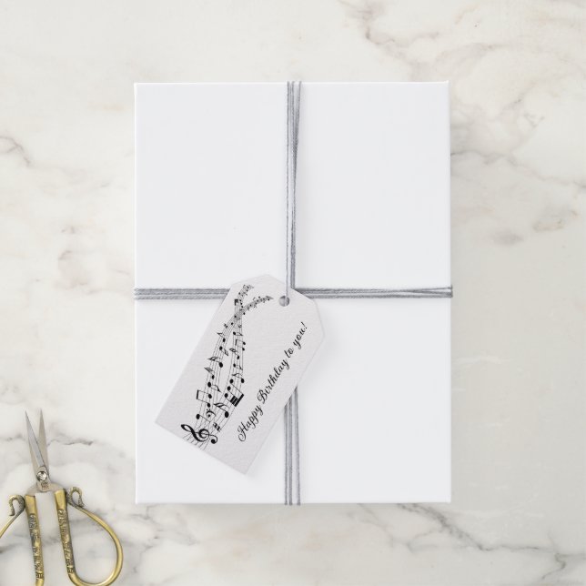Happy Birthday Music Notes Gift Tags (With Twine)