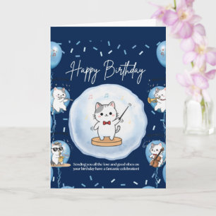 Happy Birthday Musical Cats Greeting Card