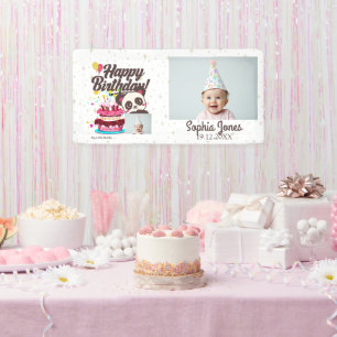 Happy Birthday, My Baby - Custom Photo/ Name/DOB Banner