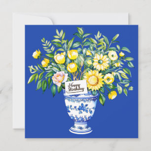 Happy birthday my friend & bouquet of flowers  holiday card