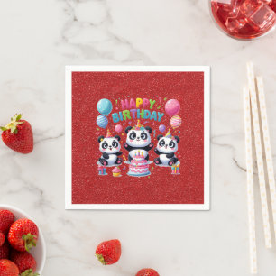 Happy Birthday, My Three Pandas, Napkin