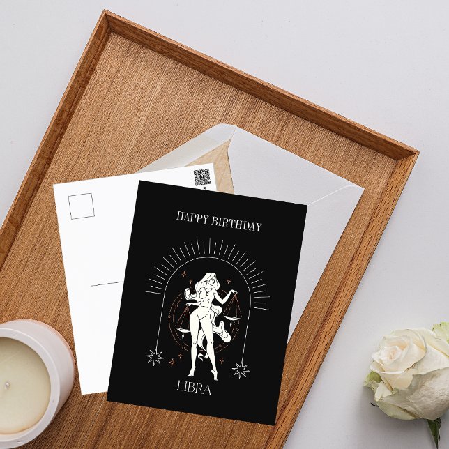 Happy Birthday Mystic Libra Zodiac Horoscope Postcard (Happy Birthday Mystic Libra Zodiac Horoscope Postcard)
