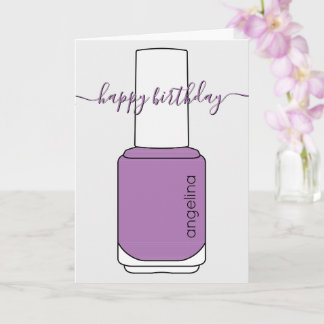 Happy Birthday Nail polish art purple Card