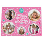 Happy Birthday Name Age Photo Collage Bright Pink