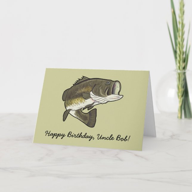 Happy Birthday Name Customizable Big Mouth Bass Card (Front)