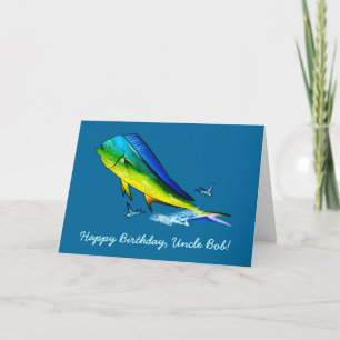 Happy Birthday Name Customizable with Mahi Mahi Card
