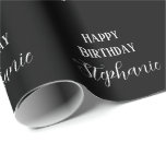 Happy Birthday Name Monogram Black White Modern Wrapping Paper<br><div class="desc">Designed for birthday celebrations! You may change the text,  font,  font colour or background colour as you please!</div>