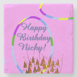 Happy Birthday Name Stone Coaster