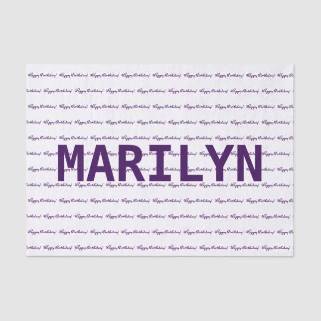 Happy Birthday! Name Template Purple Tissue Paper (Front)