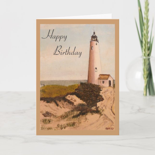 Happy Birthday Nantucket Lighthouse Greeting Card (Front)