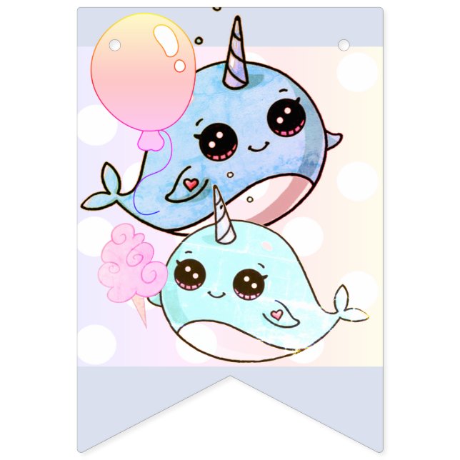 Happy Birthday Narwhal Bunting Flags (First Flag)