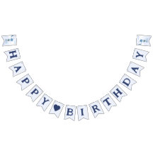 Happy birthday navy blue elephant bunting flags