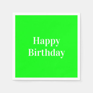 "Happy Birthday" neon green white party paper Napkin
