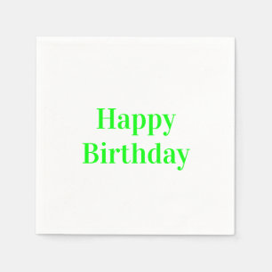"Happy Birthday" neon green white party paper Napkin