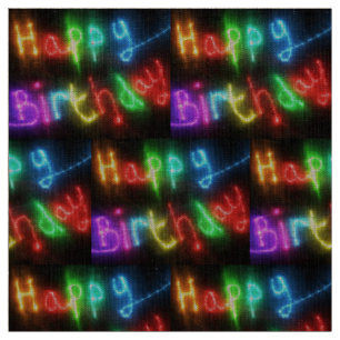 happy birthday neon rainbow fabric