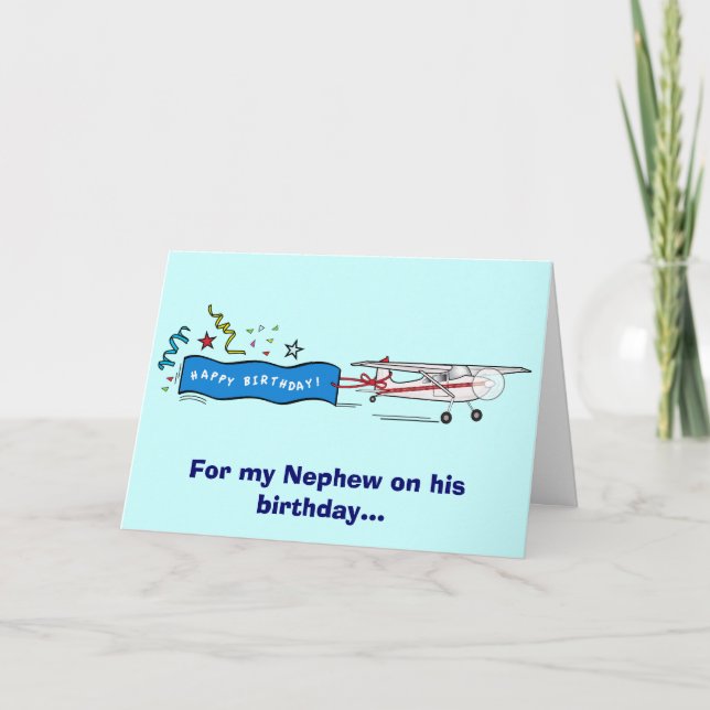 Happy Birthday Nephew Airplane Card (Front)