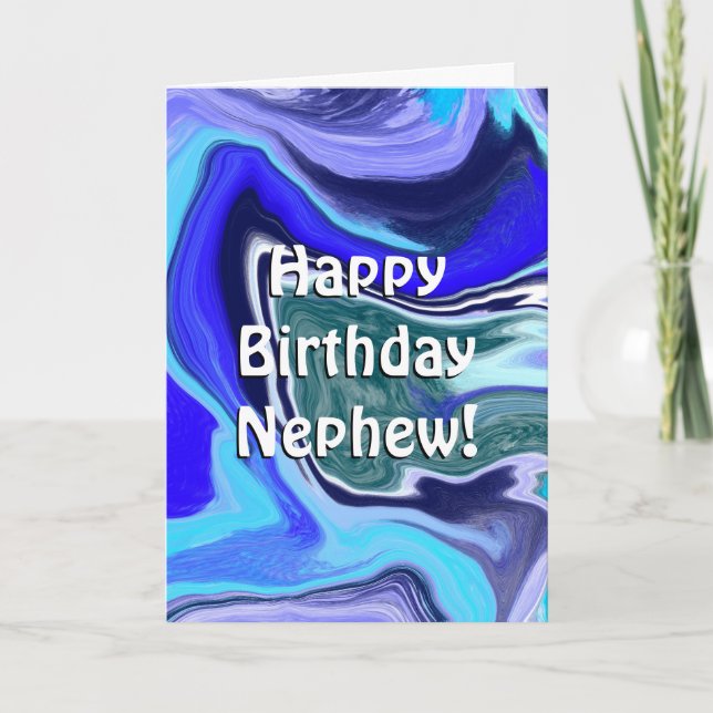 Happy Birthday Nephew | Blue and White Marble Card (Front)