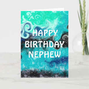 Happy Birthday Nephew   Blue, Teal and Black  Card
