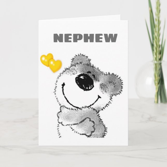 HAPPY BIRTHDAY ***NEPHEW*** with CUTE TEDDYBEAR Card (Front)