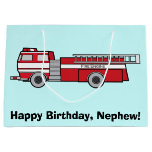 Happy Birthday Nephew with Fire Engine Large Gift Bag