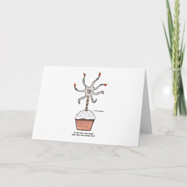 Happy Birthday Neuron Cupcake Card (Front)