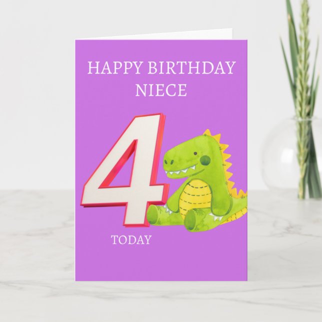 Happy Birthday Niece - 4 Today Card (Front)