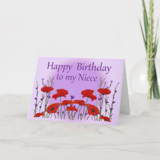 Happy Birthday Niece, Field of Poppies Card