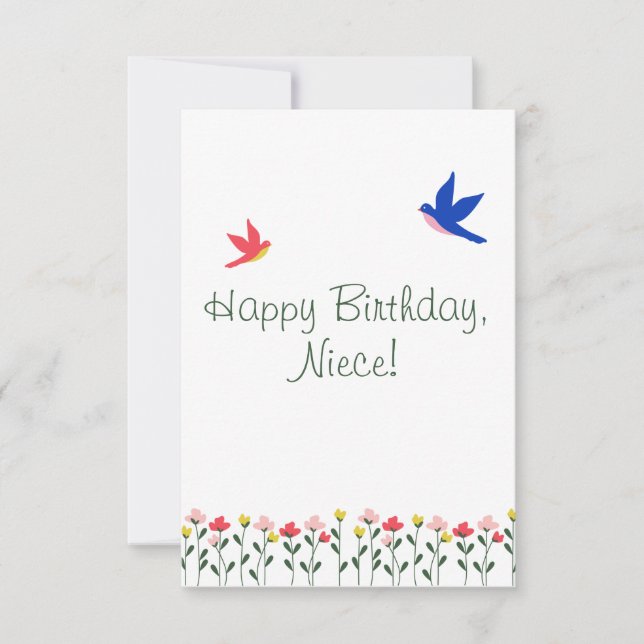 Happy Birthday Niece Minimalistic Simplistic Card (Front)